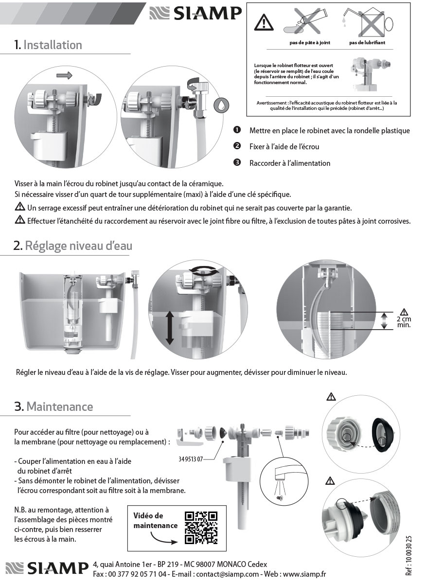 Membrane robinet, SIAMP